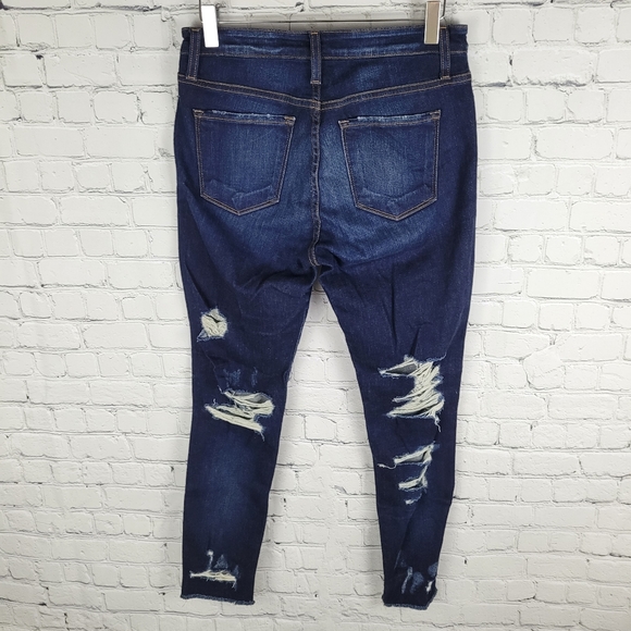 BRIDGE BY GLY | mid rise ankle skinny stretch distressed raw hem jeans - Picture 2 of 8